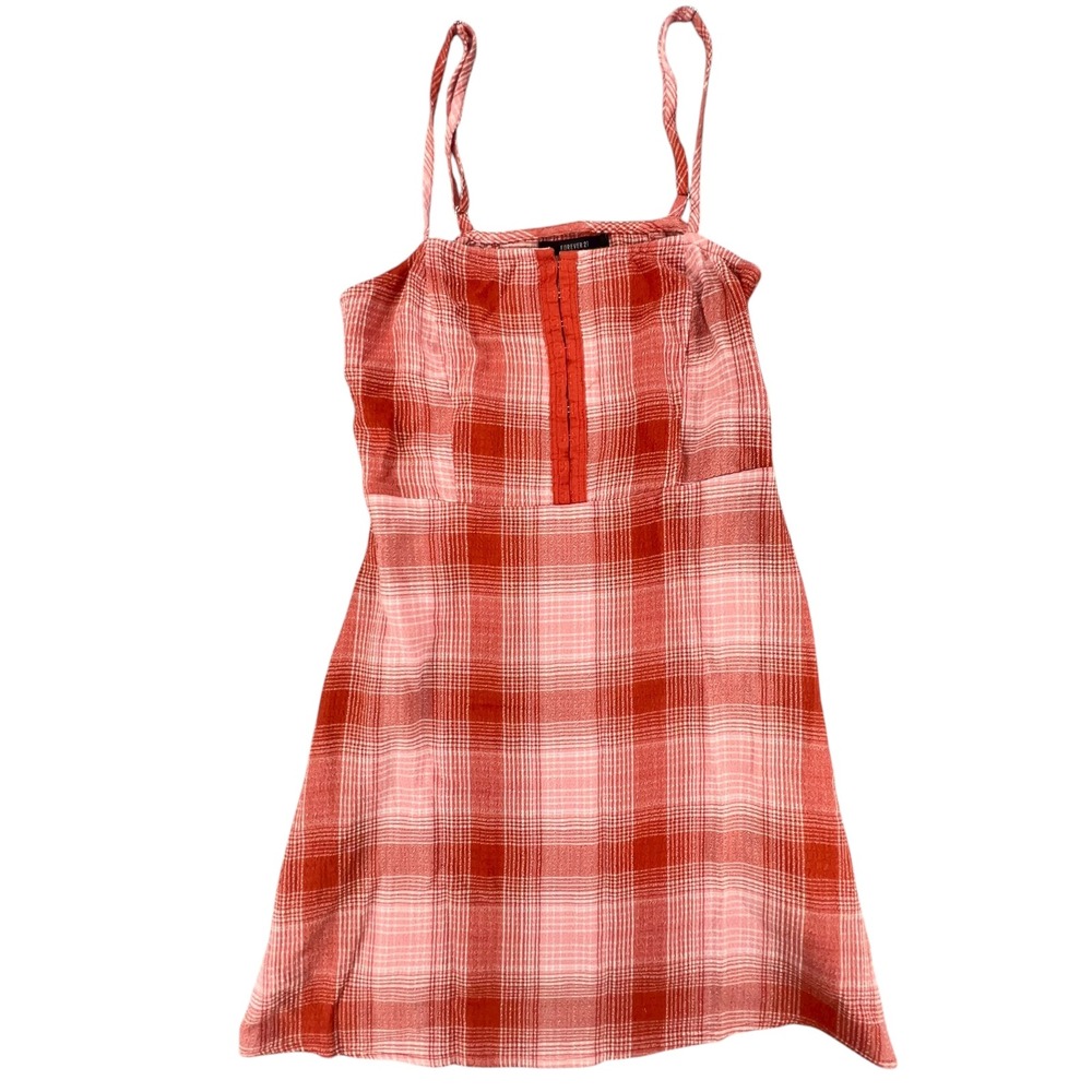 Y2k Forever 21 Plaid Mini Dress Red White Spaghetti Strap Hook and Eye‎ EUC